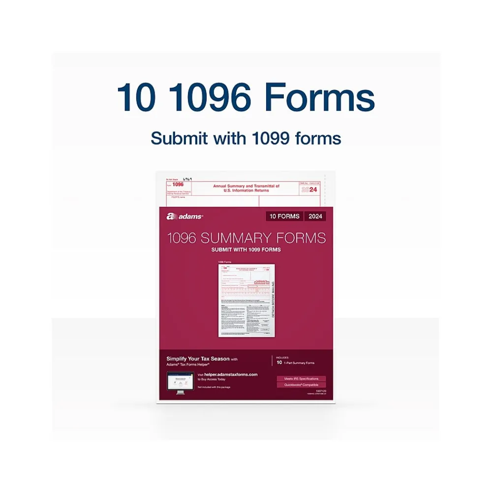 Tax Forms*Adams 2024 1096 Summary Tax Form, 10/Pack (STAX1096-24)