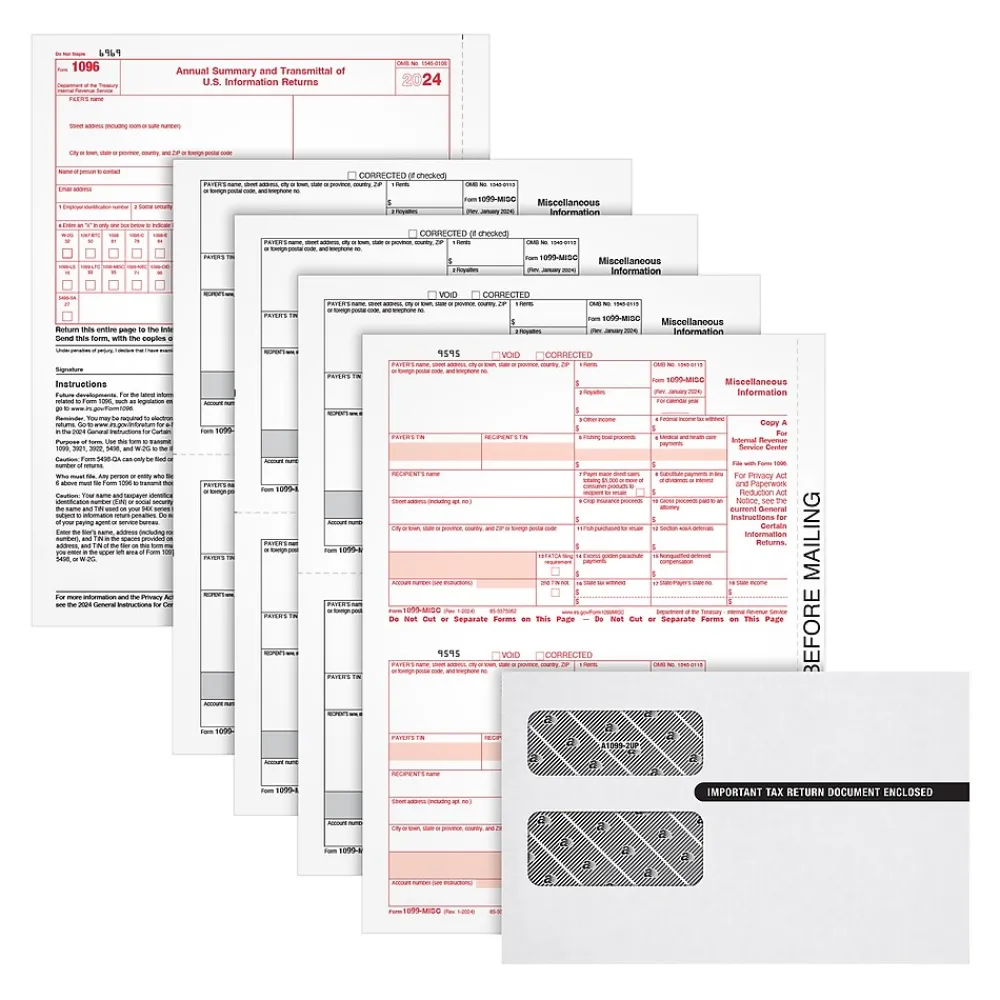Tax Forms*Adams 2024 1099-MISC 4-Part Laser/Inkject Tax Forms with Envelopes and software, 50/pack (LMISC425Q)