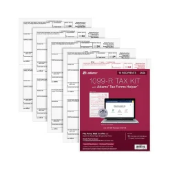 Tax Forms*Adams 2024 1099-R Tax Form with Access to Tax Forms Helper, 5-Part, 2-Up, Copy A, 1, B, 2, 10/Pack (STAX5R-24)