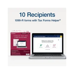 Tax Forms*Adams 2024 1099-R Tax Form with Access to Tax Forms Helper, 5-Part, 2-Up, Copy A, 1, B, 2, 10/Pack (STAX5R-24)