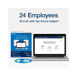 Tax Forms*Adams 2024 W-2 Tax Form with W-3 Forms, e-files, and Access to Tax Forms Helper, 6-Part, 2-Up, Copy A, 1, B, C, 2, D, 24/Pack