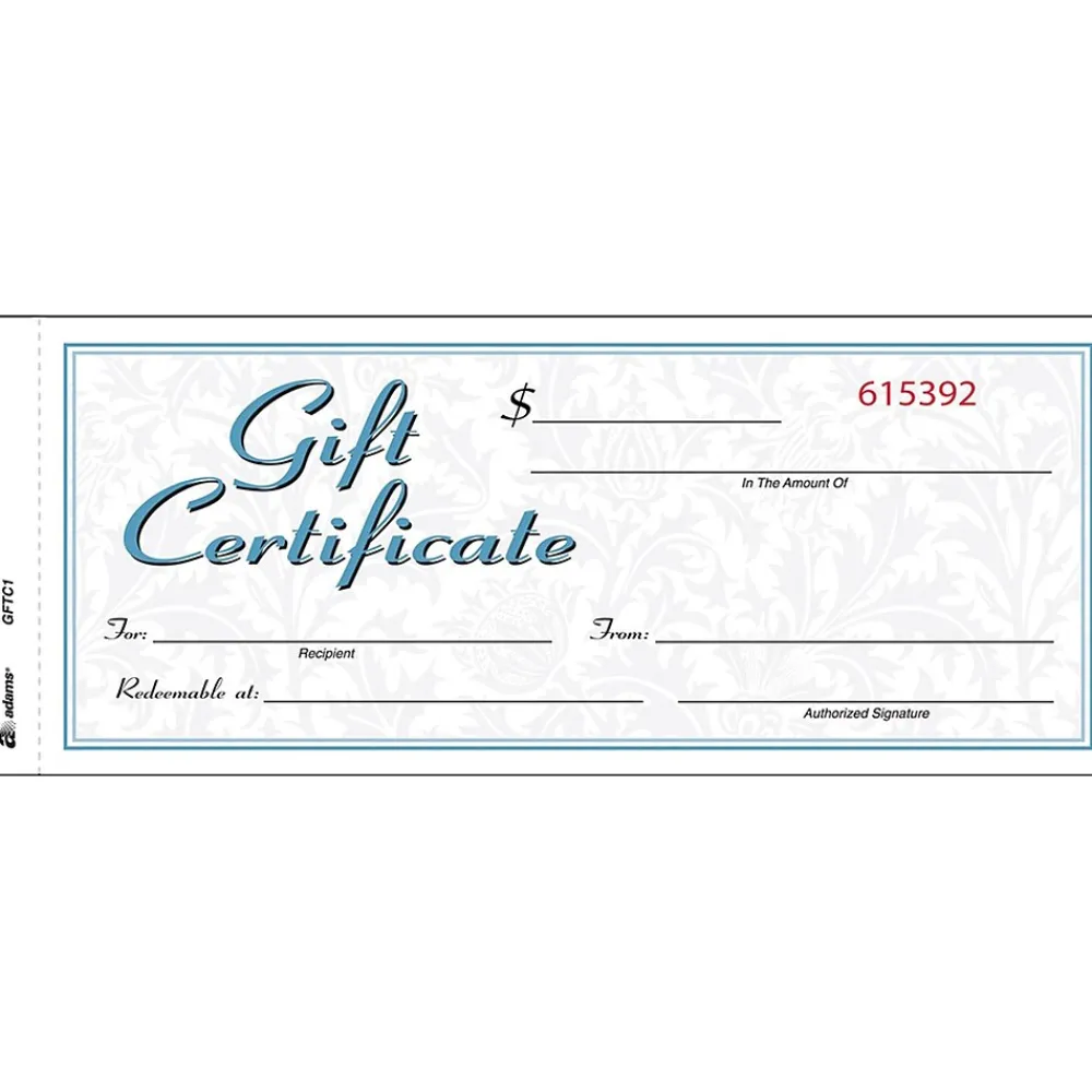 Business Forms*Adams ® Gift Certificates, Two Color Design, 25/Pack (GFTC1)