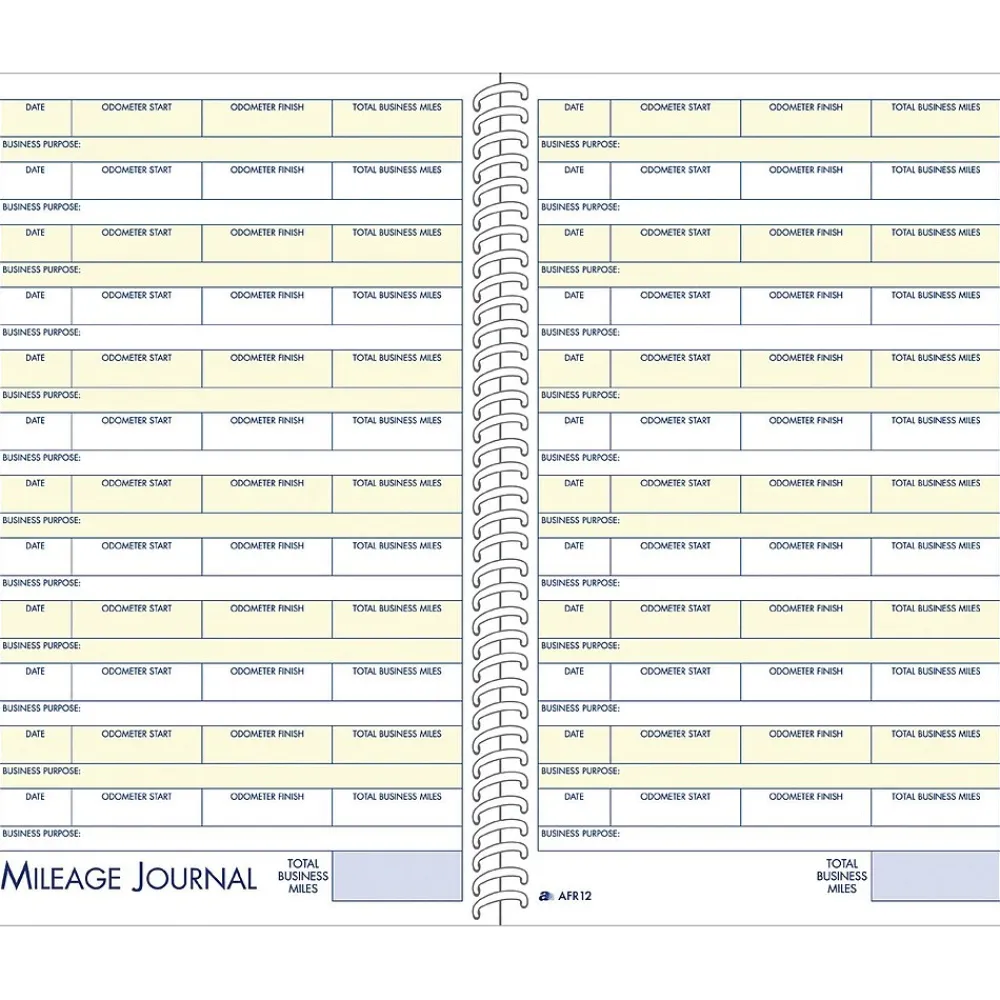 Business Forms*Adams Mileage Records, 5.25" x 8.5", 24 Sets/Book (AFR12)