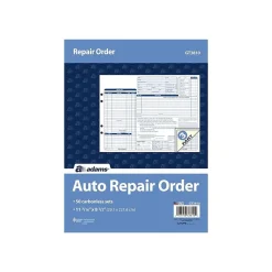 Business Forms*Adams 3-Part Carbonless Auto Repairs, 11.44"L x 8.5"W, 50 Sets/Book (GT3810)