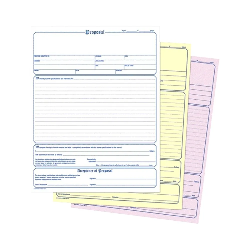 Business Forms*Adams 3-Part Carbonless Contractor Proposal Forms, 8.5" x 11.44", 50 Sets/Book (NC3819)