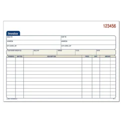 Business Forms*Adams 3-Part Carbonless Invoices, 8.44"W x 5.56"L, 50 Sets/Book (TC5840)