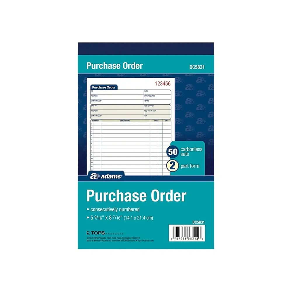 Business Forms*Adams 2-Part Carbonless Purchase Requisitions, 8.44"L x 5.56"W, 50 Sets/Book (DC5831)