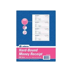 Accounting & Record Journals*Adams 3-Part Carbonless Receipts Hardbound Book, 2.75"L x 7"W, 200 Forms/Hardbound Book (TCH1185)