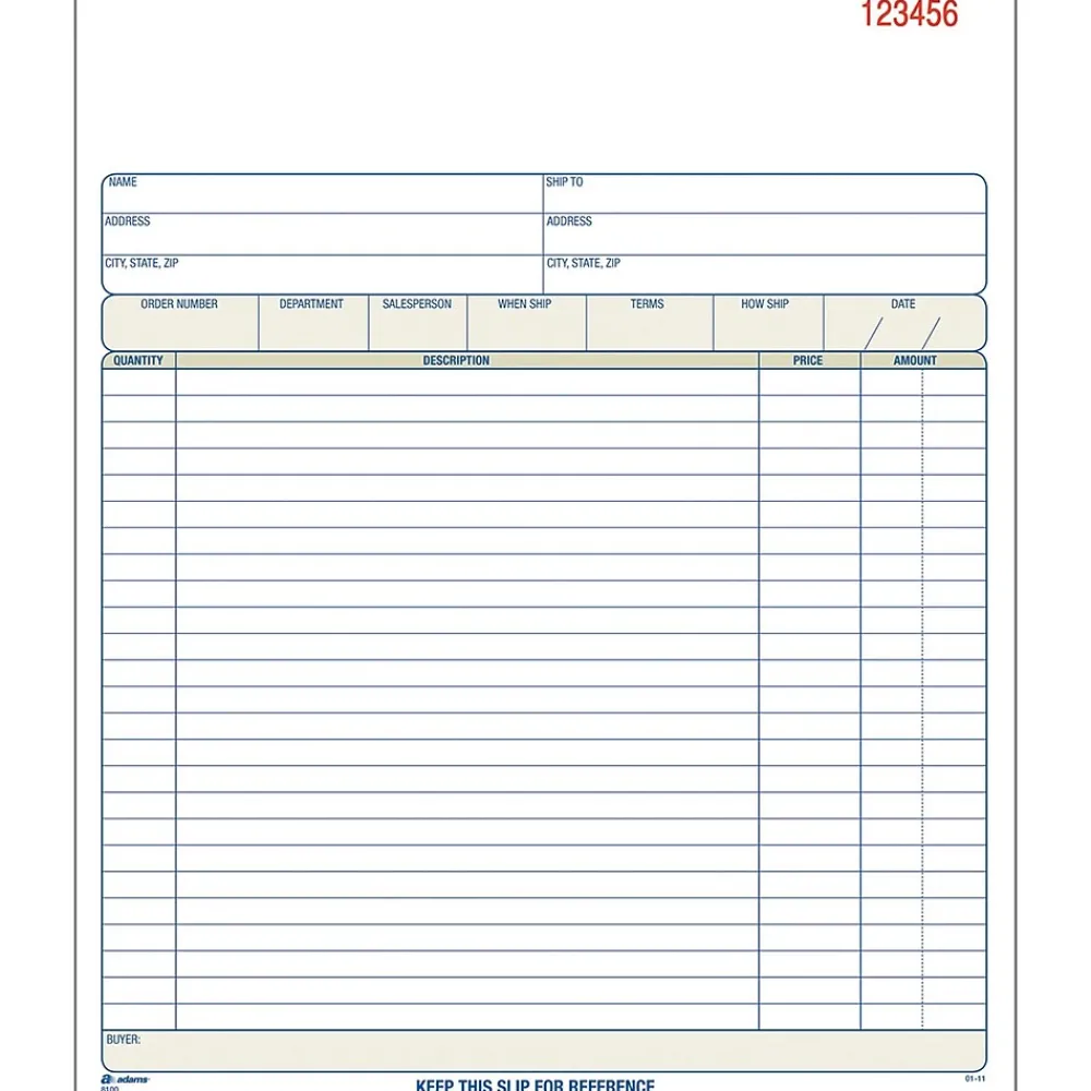 Business Forms*Adams 2-Part Carbonless Work Orders, 8.375" x 10.4375", 50 Sets/Book (DC8100)