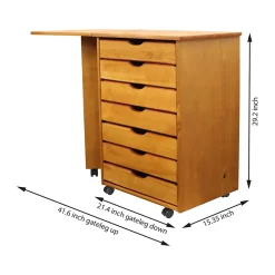 File Cabinets*Adeptus Drop Leaf 7-Drawer Vertical File Cabinet, Mobile, Specialty, Medium Pine, 15