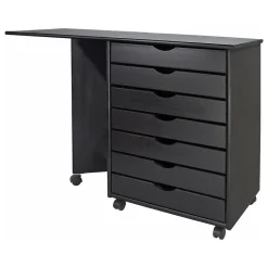 File Cabinets*Adeptus Drop Leaf 7-Drawer Lateral File Cabinet, Mobile, Specialty, Matte Black, 21.4" (76180)
