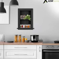 Shelving*AdirHome 1-Shelf Wood Bathroom Recessed Wall Shelf, 19