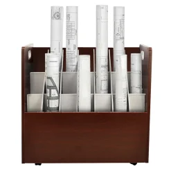 File Cabinets*AdirOffice 21-Slot Mobile Roll File, 28.5"H x 30"W x 15.75"D, Mahogany, 2/Pack (625-MA-2PK)
