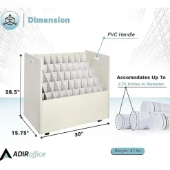 File Cabinets*AdirOffice 50-Slot Mobile Roll File, Lockable, 28.5