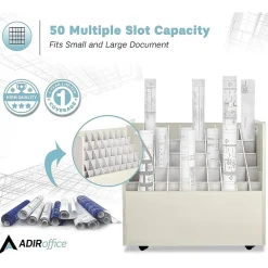 File Cabinets*AdirOffice 50-Slot Mobile Roll File, Lockable, 28.5