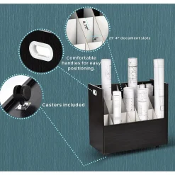 File Cabinets*AdirOffice 21-Slot Mobile Roll File Cabinet, 28.5"H x 30"W x 15.75"D, Black (625-BLK-KIT1)