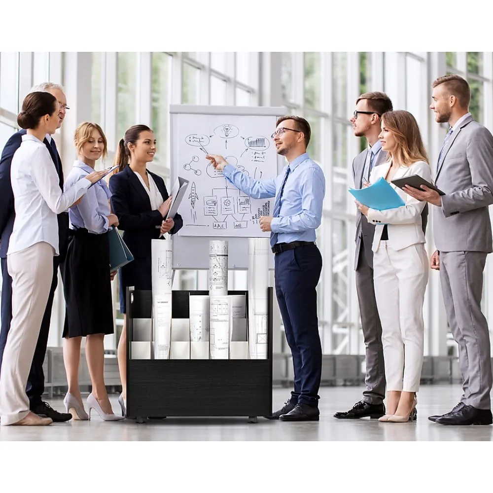 File Cabinets*AdirOffice 21-Slot Mobile Roll File Cabinet, 28.5"H x 30"W x 15.75"D, Black (625-BLK-KIT1)