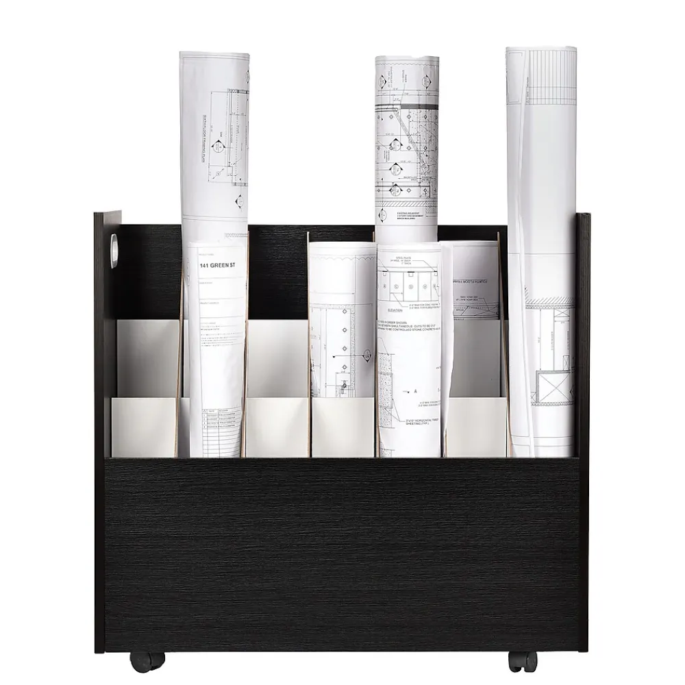 File Cabinets*AdirOffice 21-Slot Mobile Roll File Cabinet, 28.5"H x 30"W x 15.75"D, Black (625-BLK-KIT1)