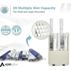 File Cabinets*AdirOffice 20-Slot Mobile Roll File, Lockable, 24.75