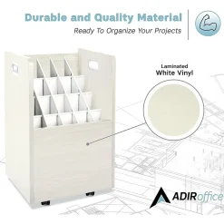 File Cabinets*AdirOffice 20-Slot Mobile Roll File, Lockable, 24.75