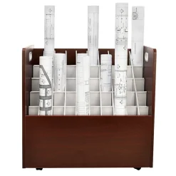 File Cabinets*AdirOffice 50-Slot Mobile Roll File, 28.5"H x 30"W x 15.75"D, Mahogany (626-MA-KIT1)