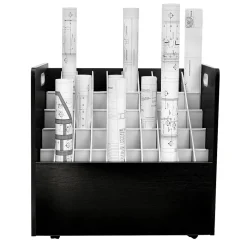 File Cabinets*AdirOffice 50-Slot Mobile Roll File, Lockable, 28.5"H x 30"W x 15.75"D, Black (626-BLK-KIT1)