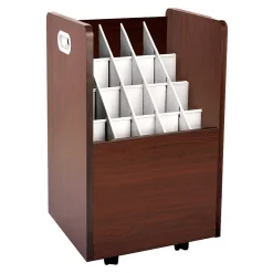 File Cabinets*AdirOffice 20-Slot Mobile Roll File, Lockable, 24.75"H x 15.25"W x 13.25"D, Mahogany (624-MA-KIT1)
