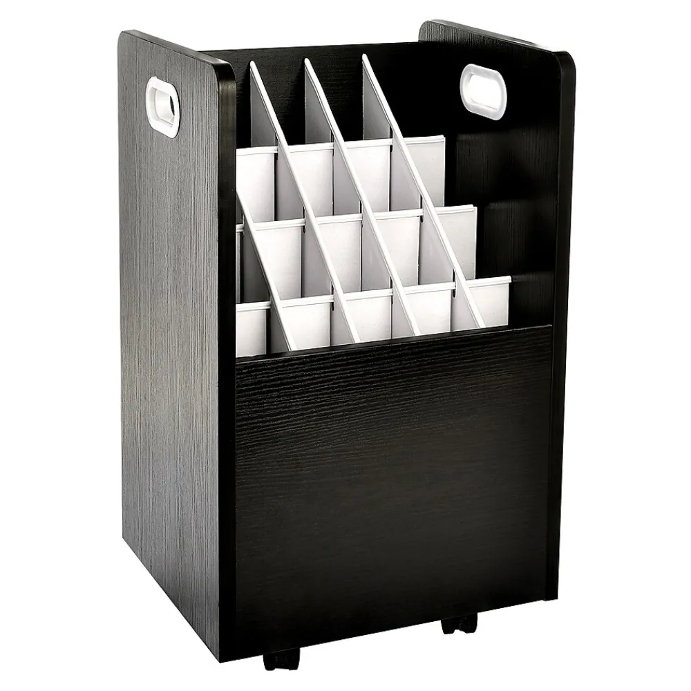 File Cabinets*AdirOffice 20-Slot Mobile Roll File, Lockable, 24.75"H x 15.25"W x 13.25"D, Black (624-BLK-KIT1)