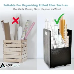 File Cabinets*AdirOffice 20-Slot Mobile Roll File, Lockable, 24.75