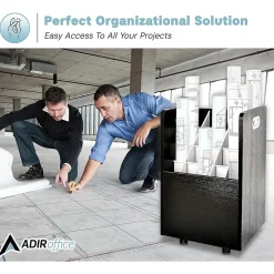 File Cabinets*AdirOffice 20-Slot Mobile Roll File, Lockable, 24.75