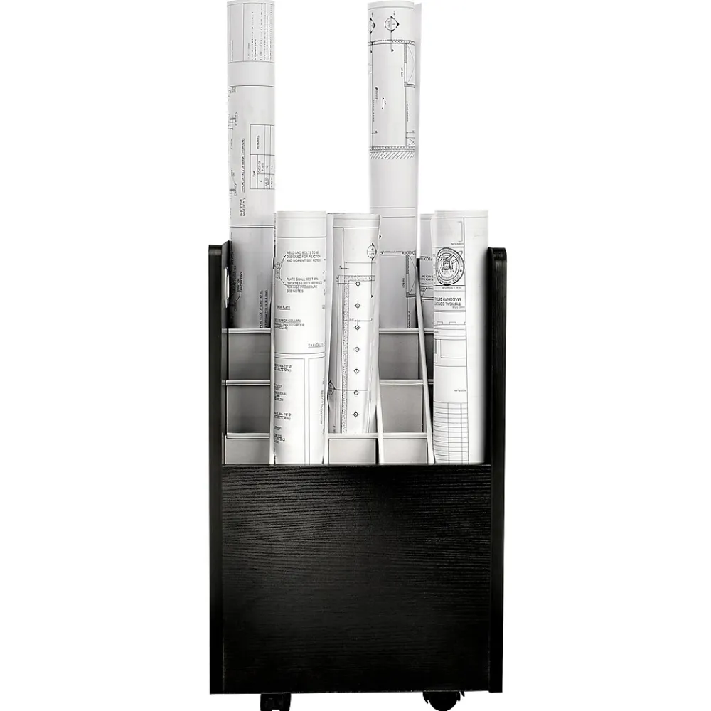 File Cabinets*AdirOffice 20-Slot Mobile Roll File, Lockable, 24.75"H x 15.25"W x 13.25"D, Black (624-BLK-KIT1)