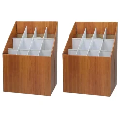 File Cabinets*AdirOffice 12-Slot Roll File Box, Walnut, 22"H x 15"W x 12"D, Walnut, 2/Pack (627-2PK)