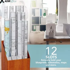 File Cabinets*AdirOffice 12-Slot Roll File Box, Walnut, 22