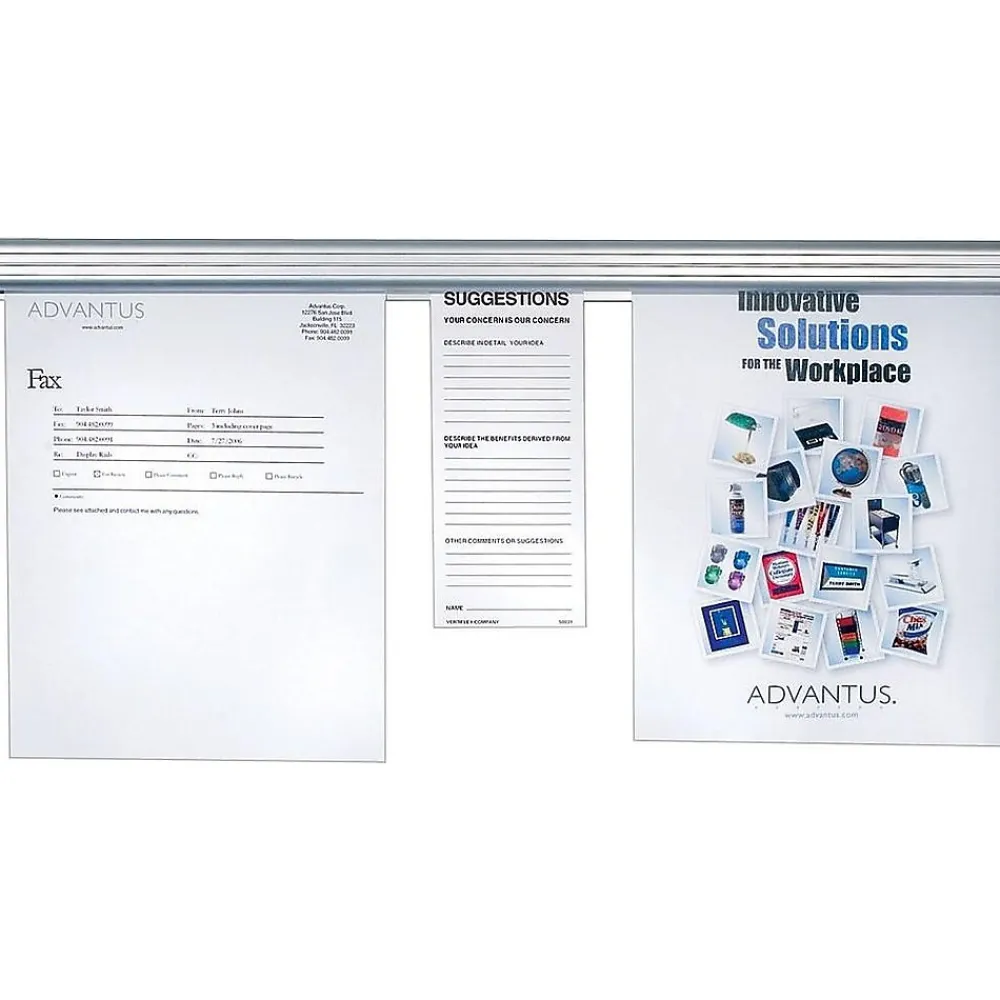 Bulletin*Advantus Grip-A-Strip Display Rail, 36”L x 1.5”H, Satin Aluminum Finish (AVT2005)