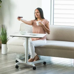 Standing Desks*Seville Classics AIRLIFT XL Pneumatic Sit-Stand Mobile Desk Cart, Height-Adjustable from 27.1 to 41.9, White