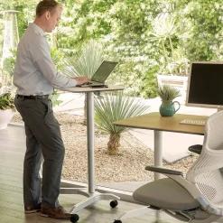 Standing Desks*Seville Classics AIRLIFT XL Pneumatic Sit-Stand Mobile Desk Cart, Height-Adjustable from 27.1 to 41.9, White