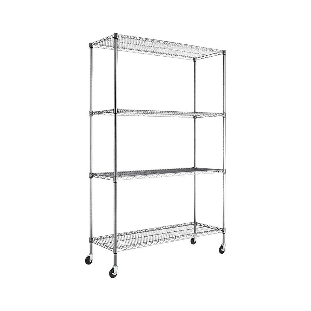 Shelving*Alera Complete 4-Shelf Metal Unit, 48"W, Anthracite Black (ALESW604818BA)