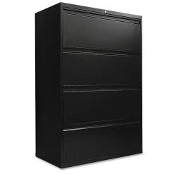 File Cabinets*Alera 4-Drawer Mobile Lateral File Cabinet, Letter/Legal Size, Lockable, 52.5"H x 36"W x 18.63"D, Black (ALELF3654BL)