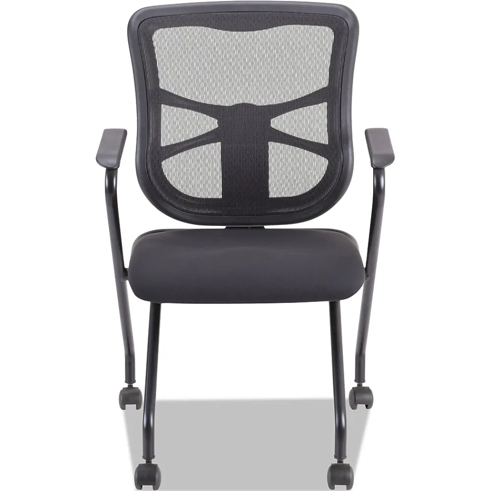 Folding & Stacking*Alera Elusion Series Fixed Arm Fabric Nesting Chair, Black, 2/Carton (ALEEL4914)