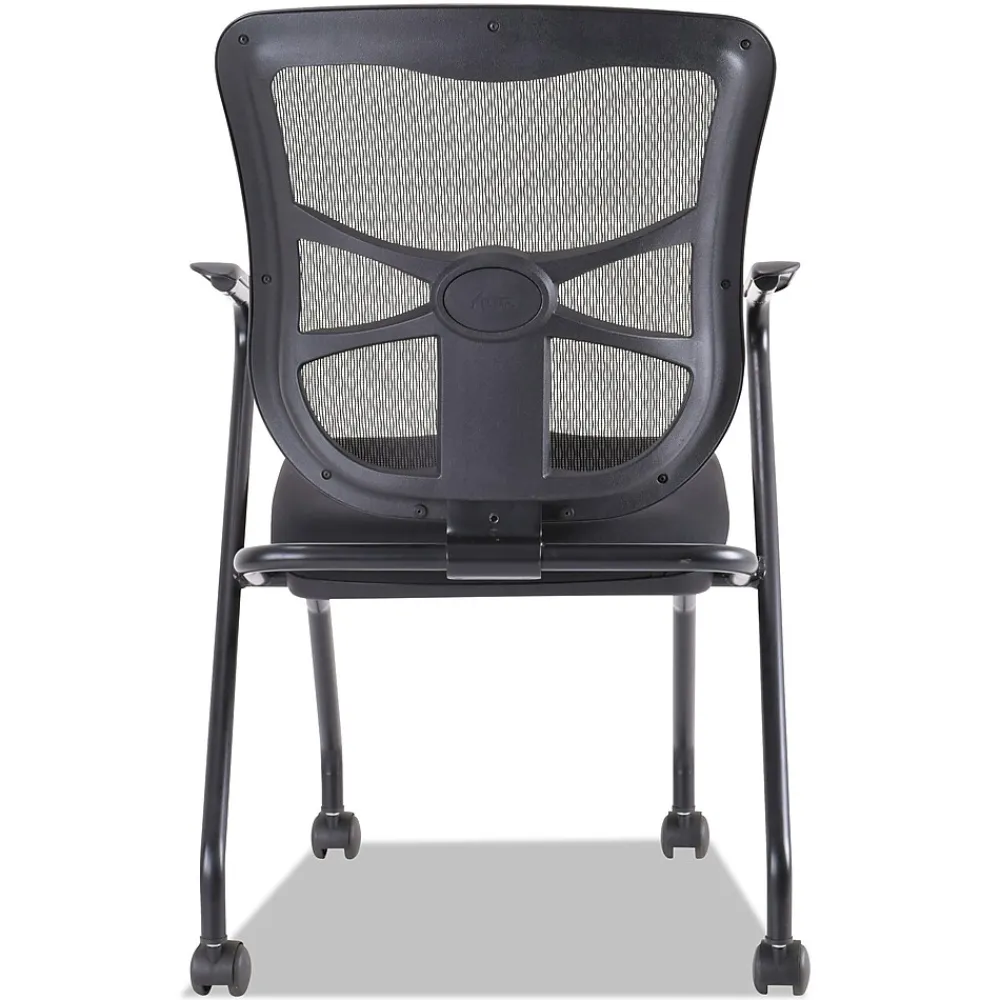 Folding & Stacking*Alera Elusion Series Fixed Arm Fabric Nesting Chair, Black, 2/Carton (ALEEL4914)