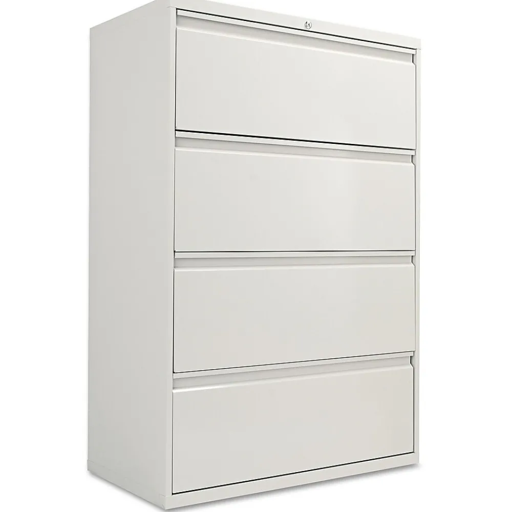 File Cabinets*Alera ® Four-Drawer Lateral File Cabinet, 36w x 18d x 52 1/2h, Light Gray (ALELF3654LG)