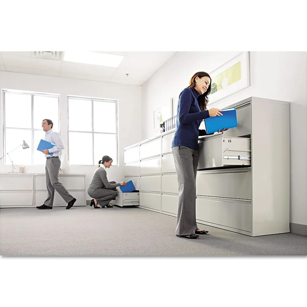 File Cabinets*Alera ® Four-Drawer Lateral File Cabinet, 36w x 18d x 52 1/2h, Light Gray (ALELF3654LG)