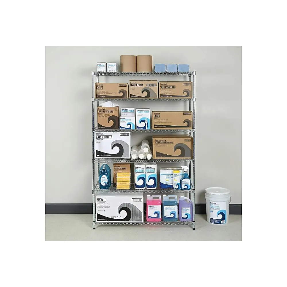 Shelving*Alera 6-Shelf Commercial Wire Shelving Kit, 72"H x 48"W x 18"D, Silver (ALESW664818SR)