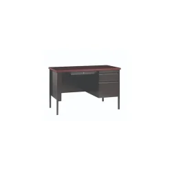 Office Desks*Alera 45"W Single Pedestal Desk, Mahogany/Charcoal (ALEHSD4524CM)
