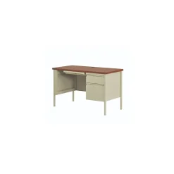 Office Desks*Alera 45"W Single Pedestal Desk, Cherry/Putty (ALEHSD4524PC)