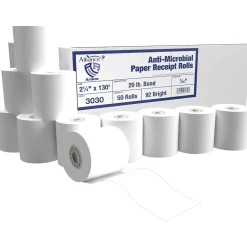 Pos Paper*Alliance Armor Receipt Paper Roll, 2.25" x 130', 50/Carton (3030)