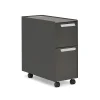 File Cabinets*Allsteel Radii 2-Drawer Mobile Vertical File Cabinet, Letter/Legal Size, Lockable, 21"H x 10"W x 24"D, Flint (APGMBS249TFN001)