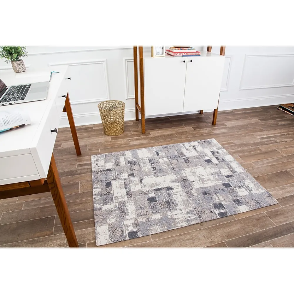 Chair Mats*Anji Mountain Rug'd Aarhus Carpet & Hard Floor Chair Mat, 36" x 48'', Gray/White (AMB9007)