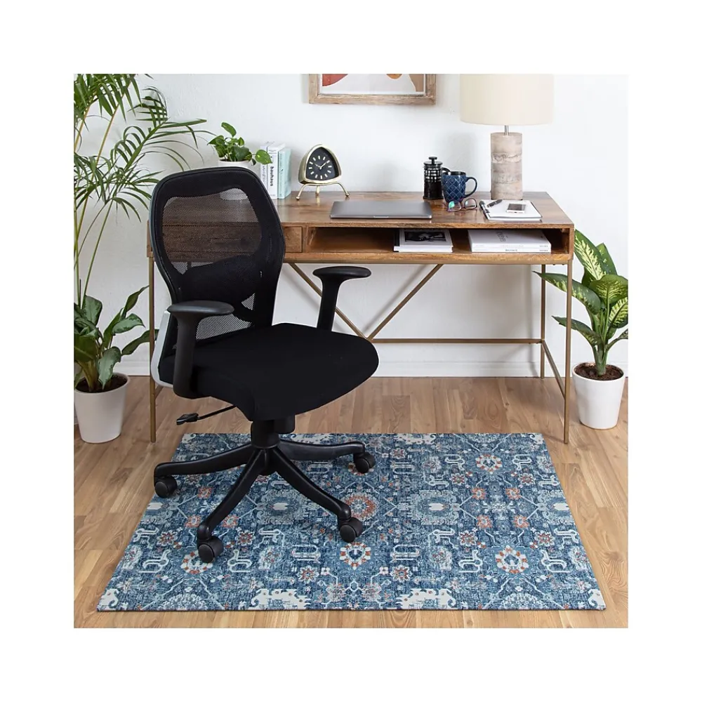 Chair Mats*Anji Mountain Rug'd Alta Carpet & Hard Floor Chair Mat, 36" x 48", Blue/Ivory Polyester (AMB9033)