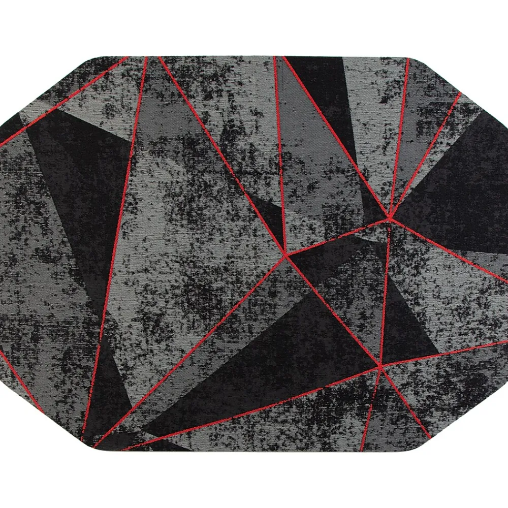 Chair Mats*Anji Mountain Rug'd Cracked Ice Carpet & Hard Floor Chair Mat, 36" x 48", Gray/Red (AMB9103)